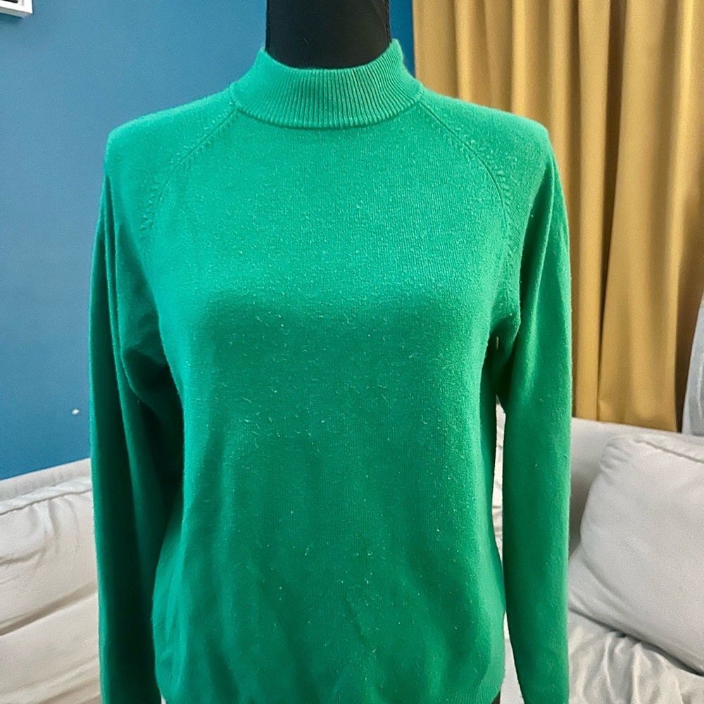 Studio Works Green Women's Sweater Petite Medium Vintage